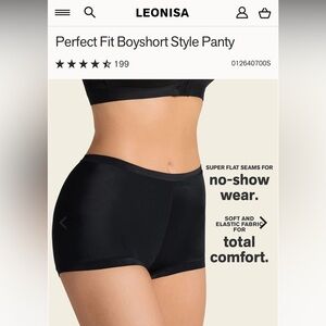 4 set Leonisa Perfect Fit Boyshort Style Panty - Black Size large